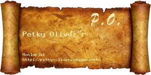 Petky Olivér névjegykártya